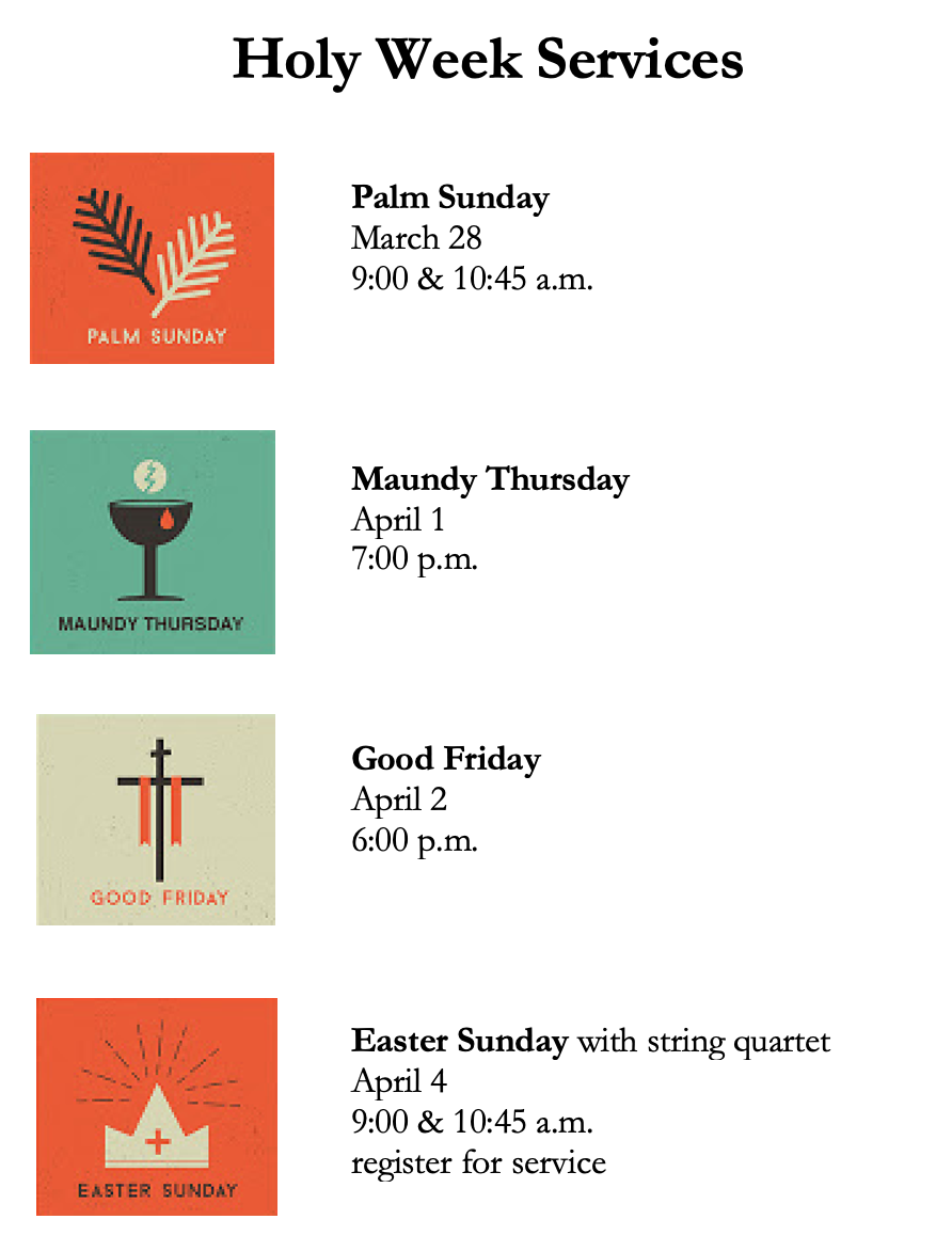 Holy Week Services 2021