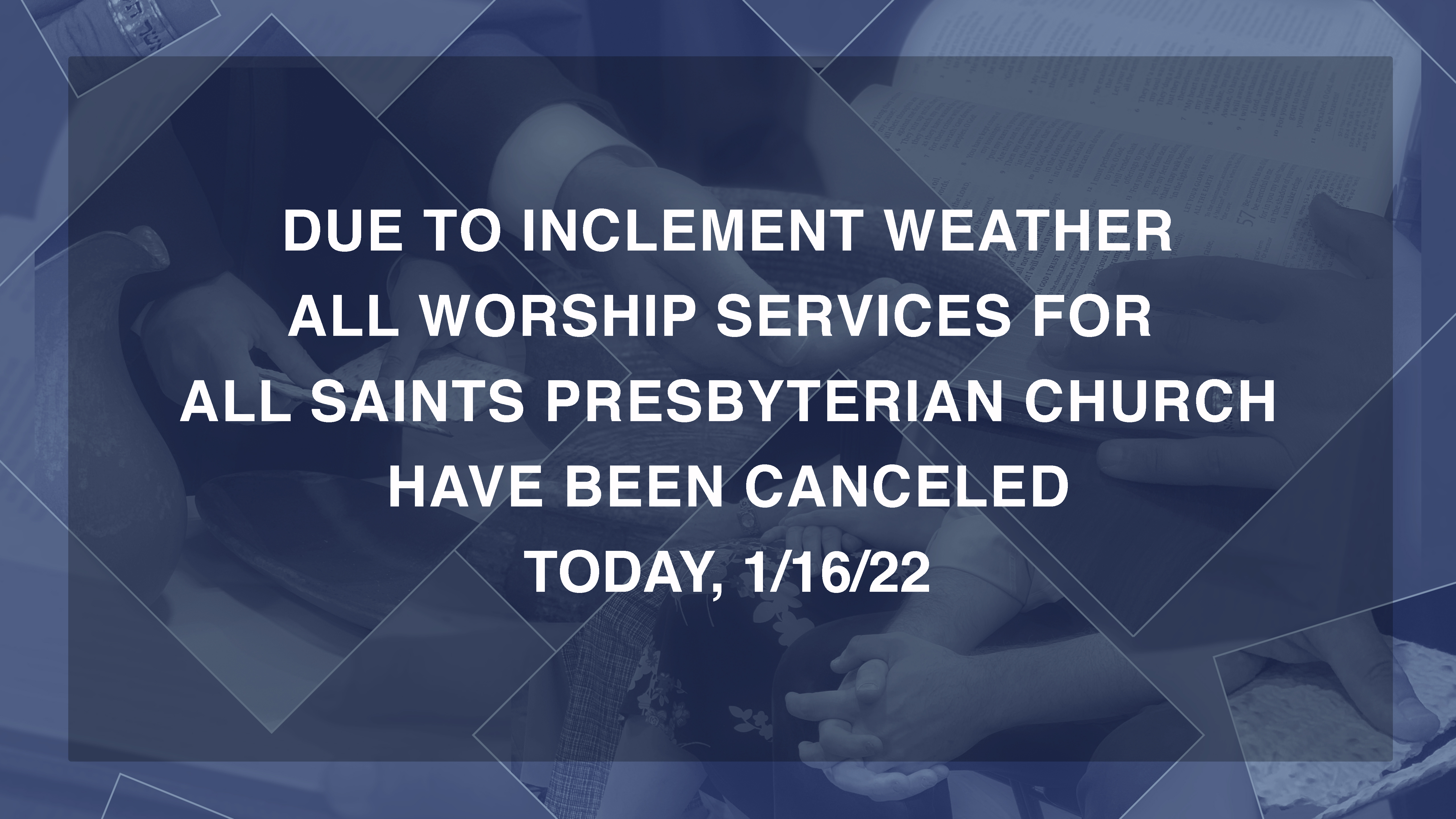 Cancellation due to weather announcement copy