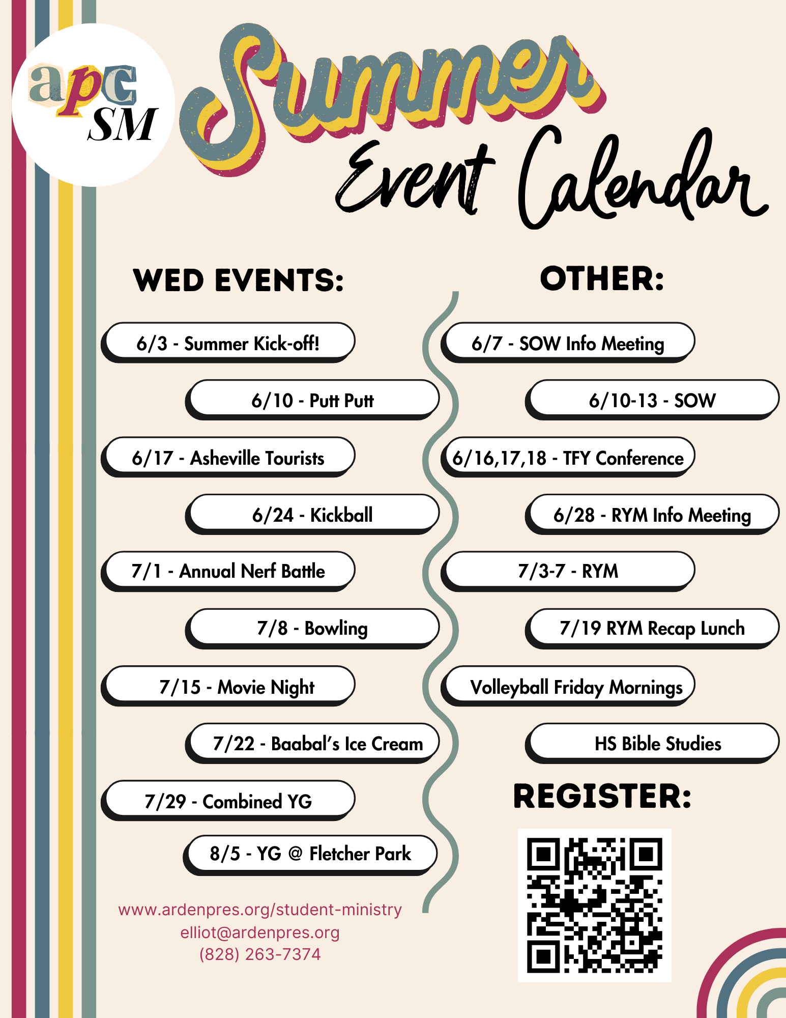 2026 Summer Event Calendar (Updated)
