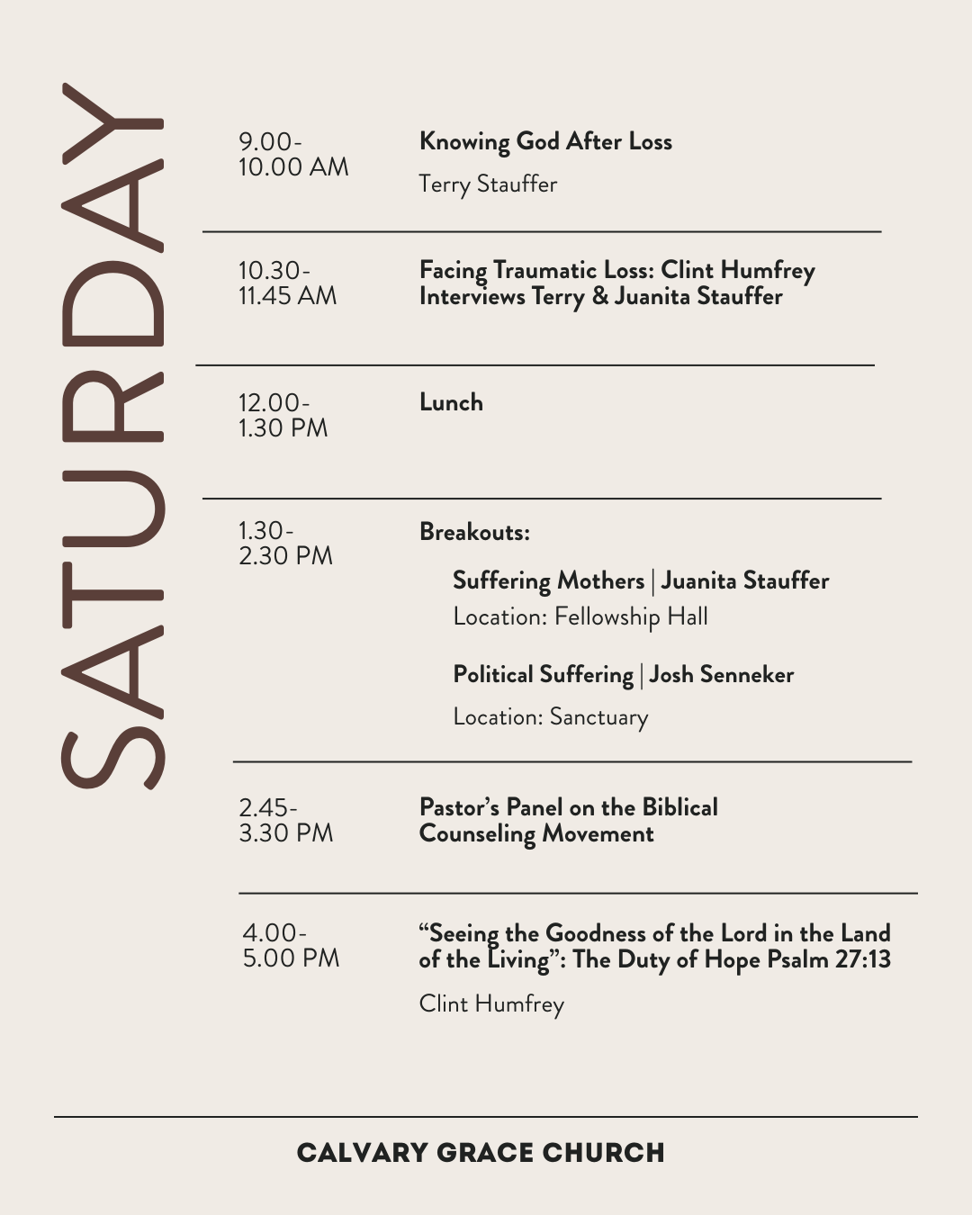 SATURDAY CONFERENCE Schedule 