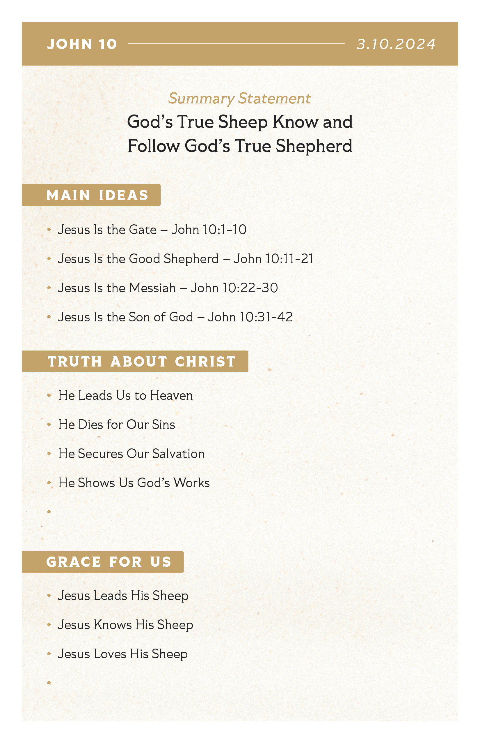 Sermon Supplement - John 10 - Website