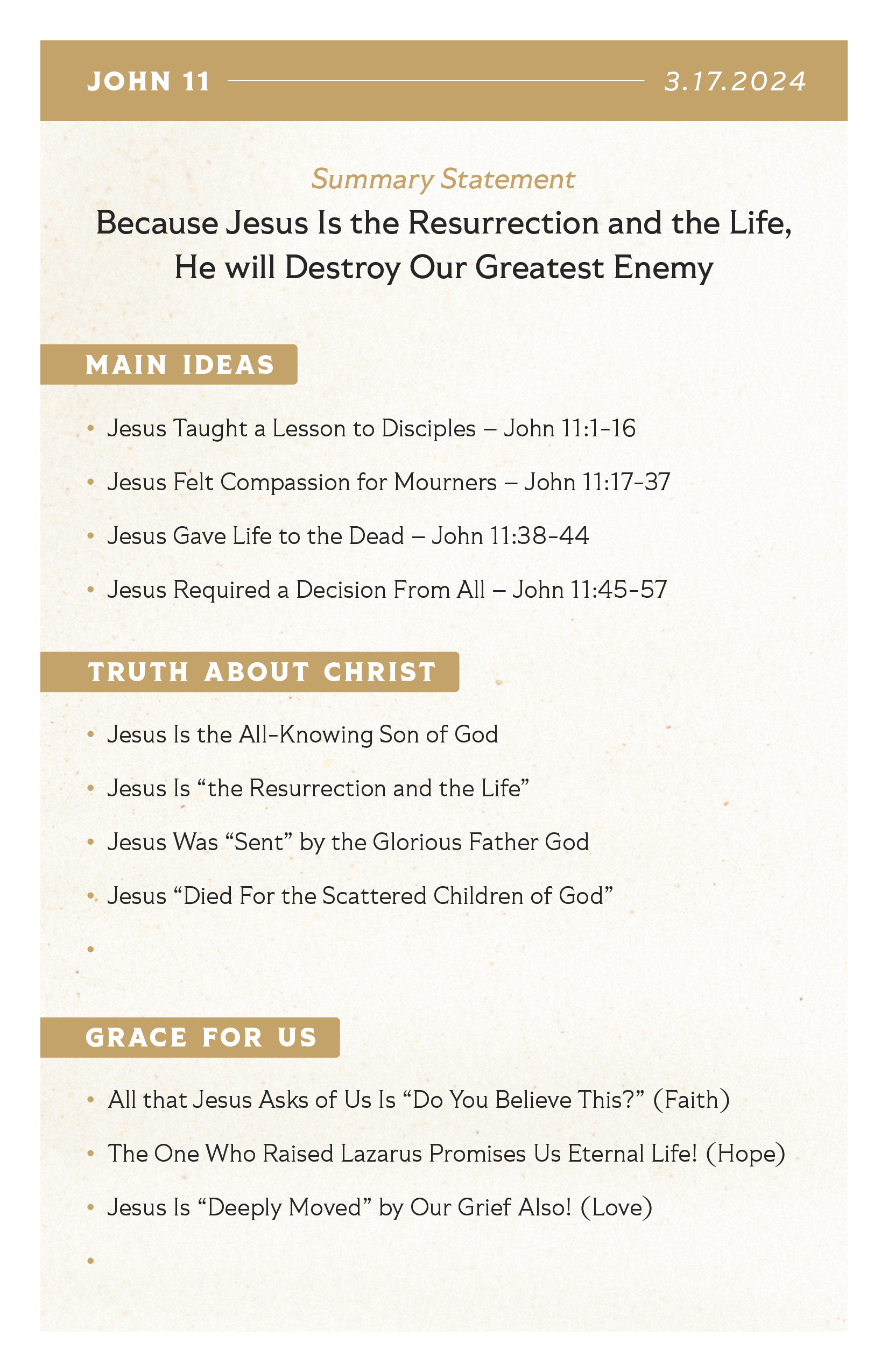 Sermon Supplement - John 11 - Website