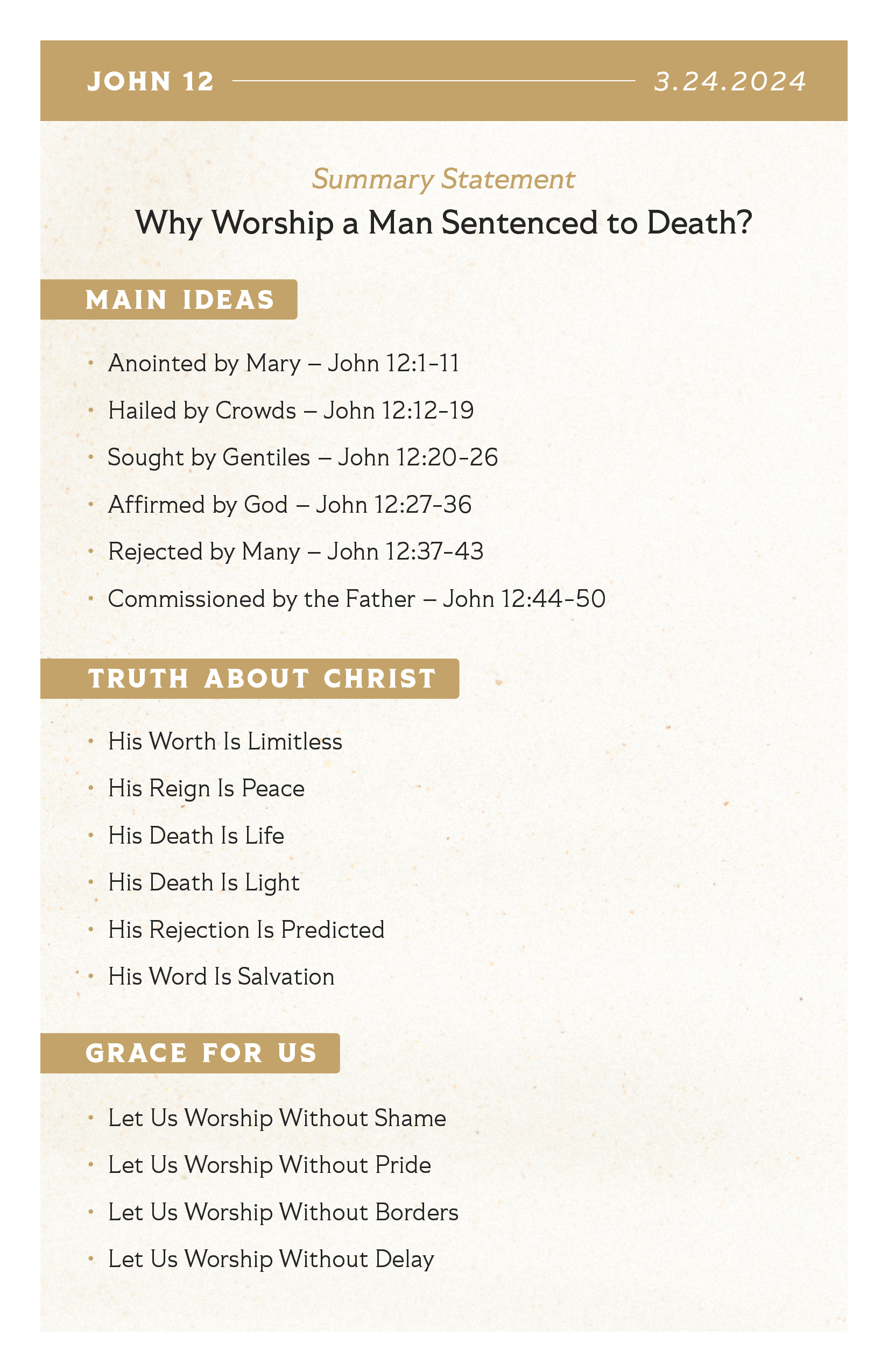 Sermon Supplement - John 12 - Website