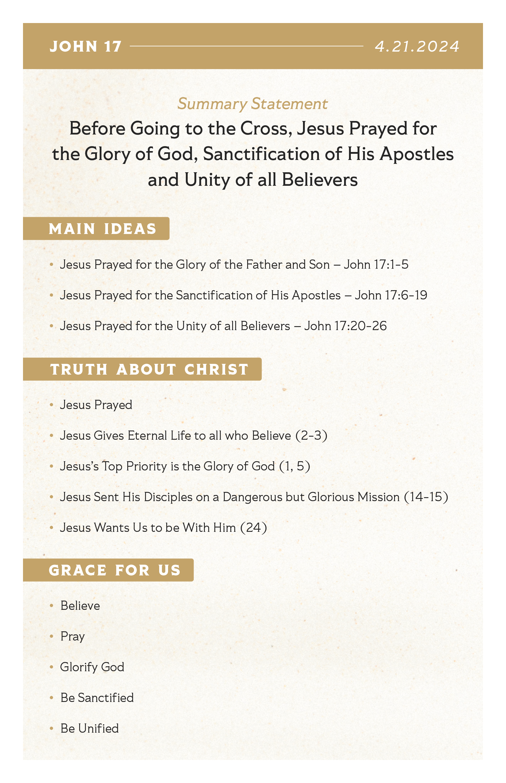 Sermon Supplement - John 17 - Website