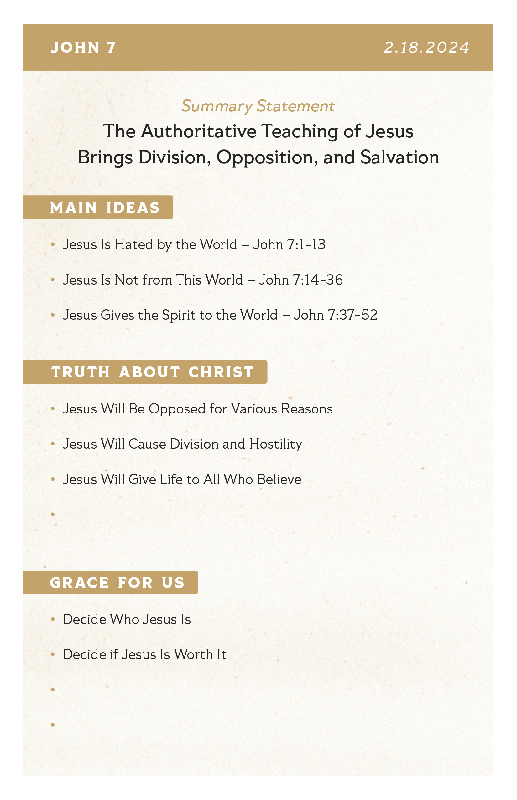 Sermon Supplement - John 7 - Website