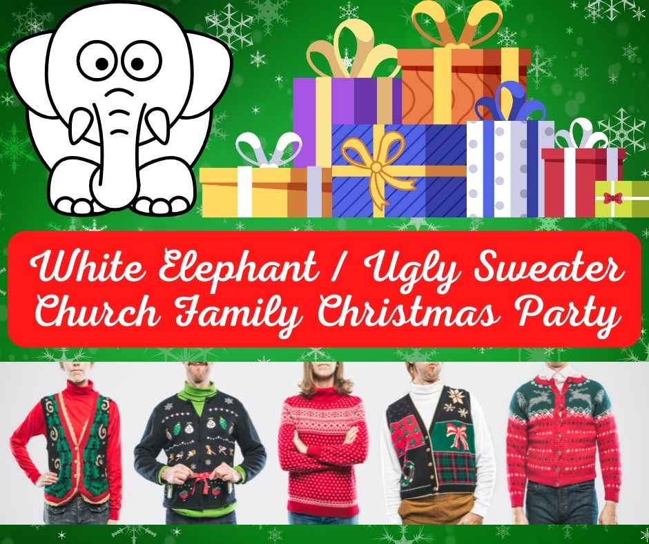White Elephant  Ugly Sweater Church Family Christmas Party image