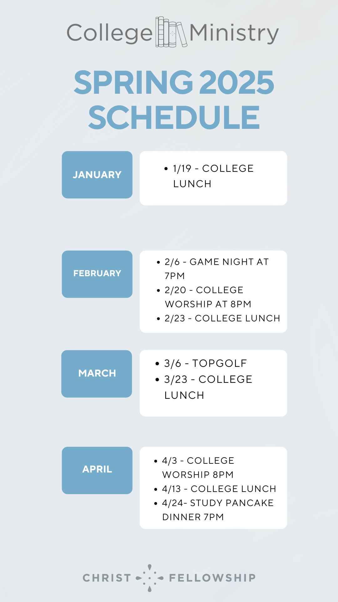 college spring schedule