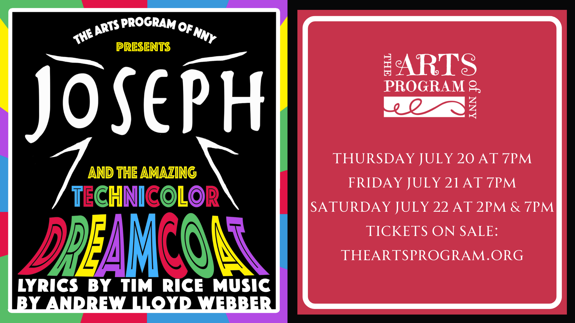 Thursday July 20 at 7pm Friday July 21 at 7pm Saturday July 22 at 2pm & 7pm Tickets on sale TheArtsP image