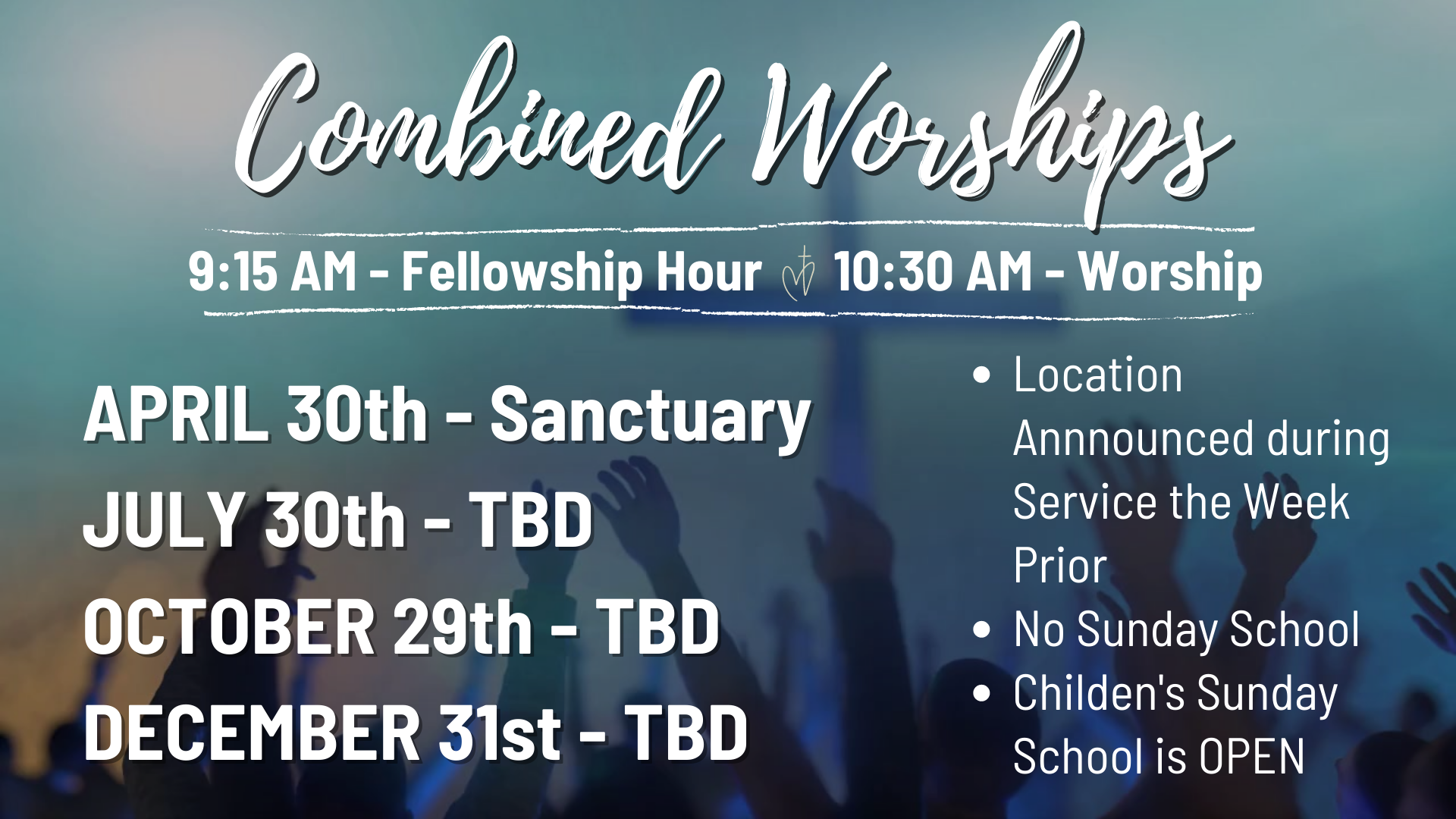2023 - 35 - Year End - Combined Worship Schedule - Worship image