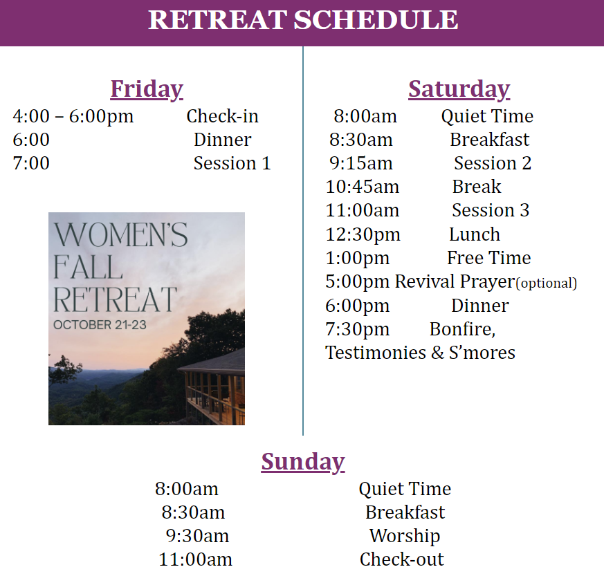 women retreat schedule