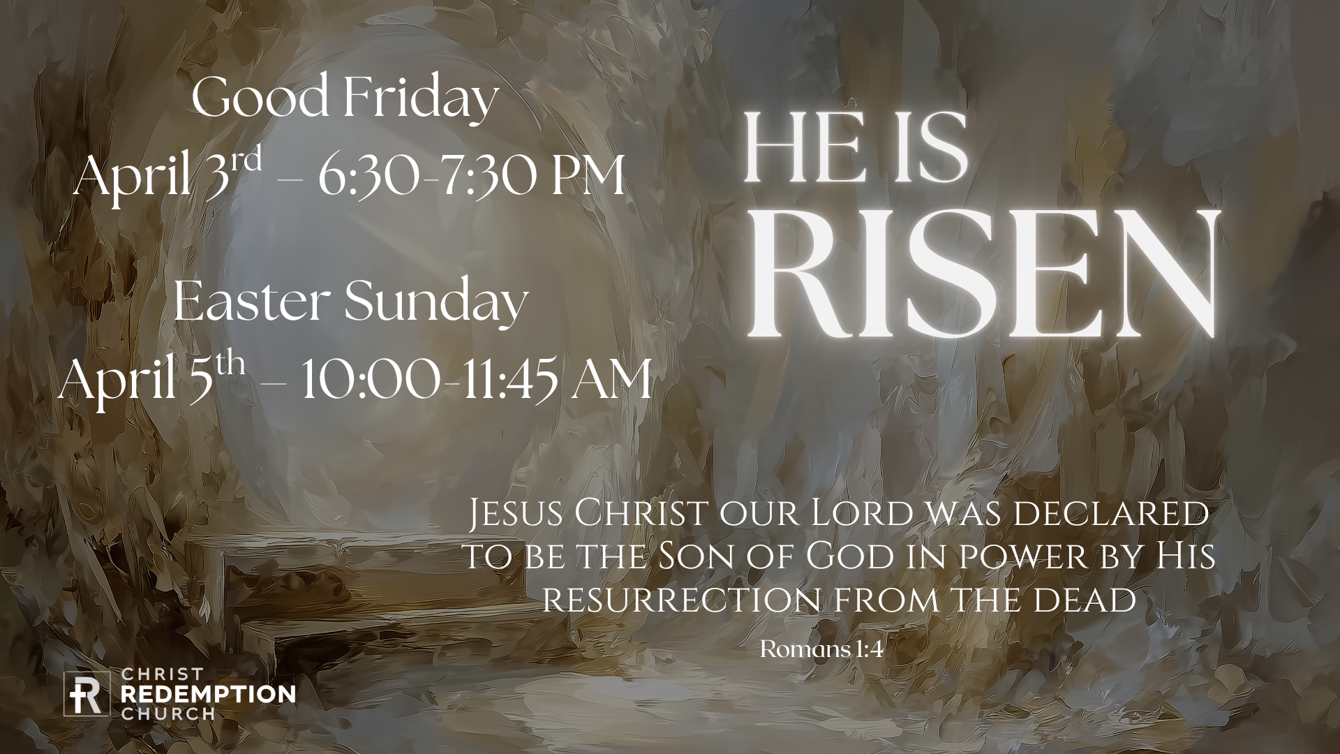 He is Risen - Easter 2026 banner
