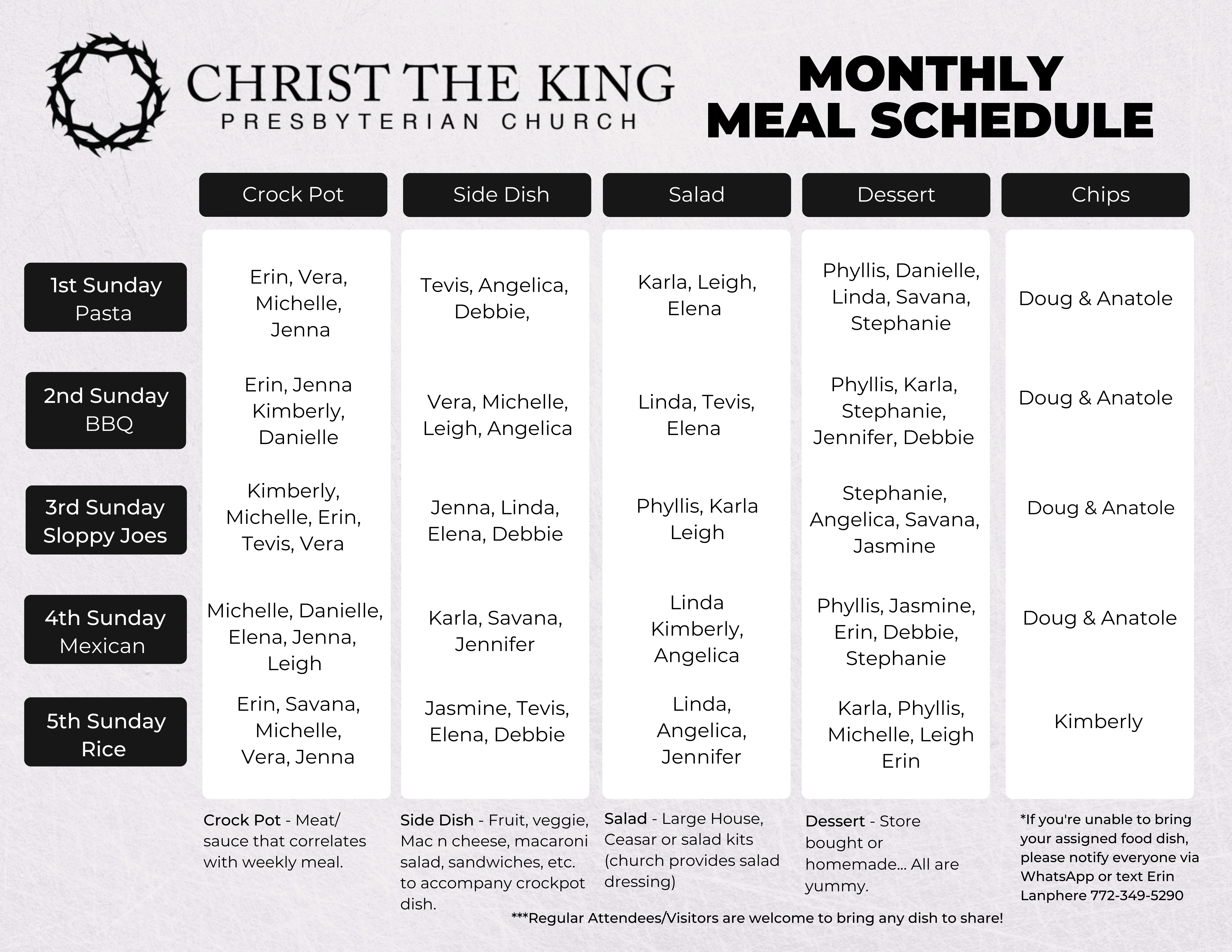 CTK Meal Schedule June 2026 PNG