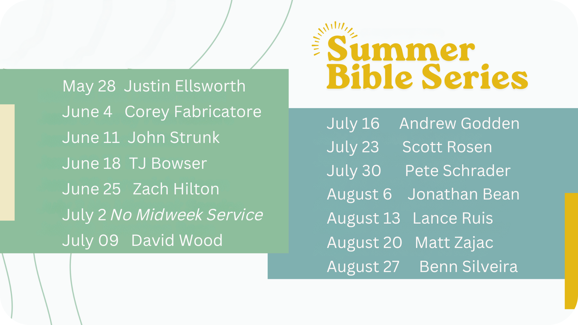 Summer Bible Series 2025 Lineup
