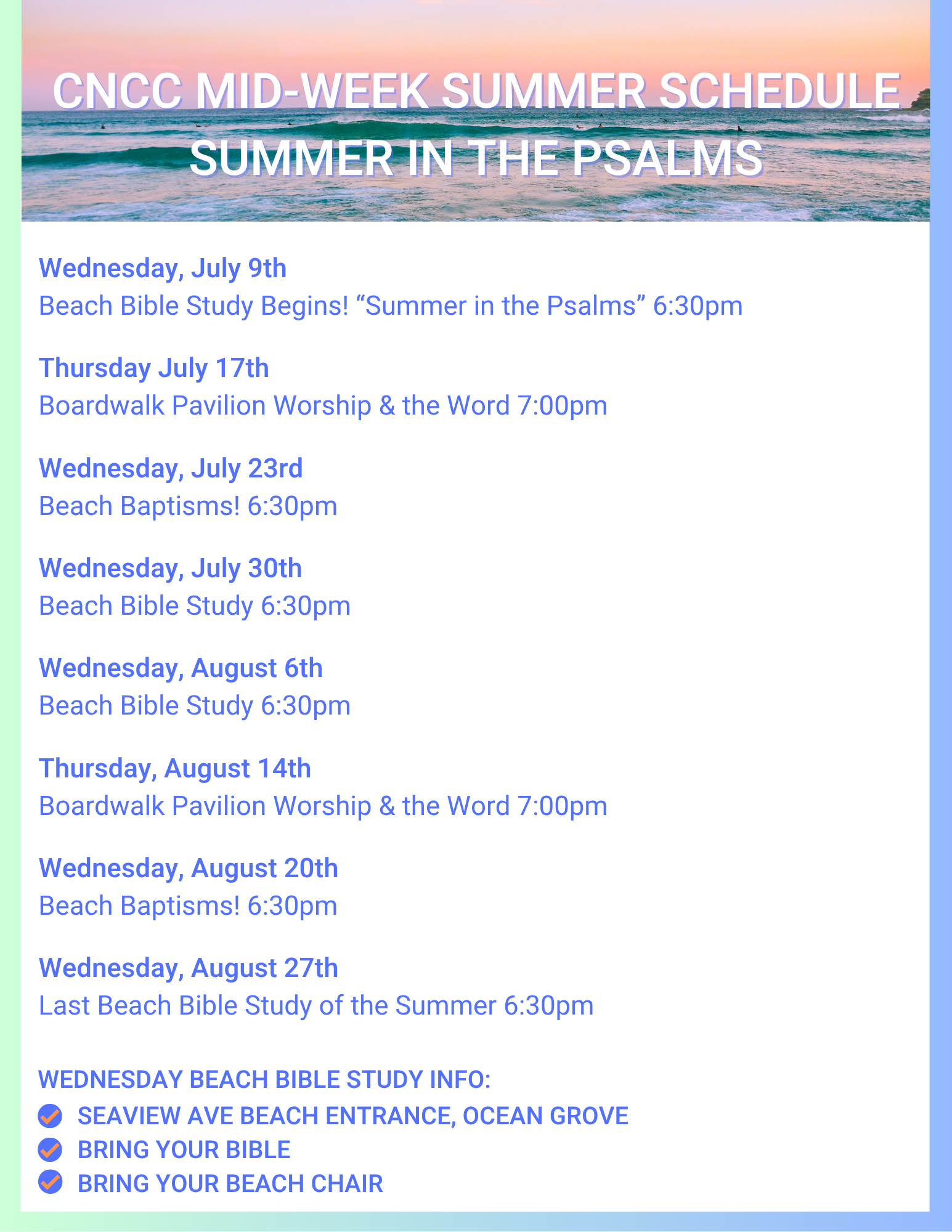 beach bible study 2025