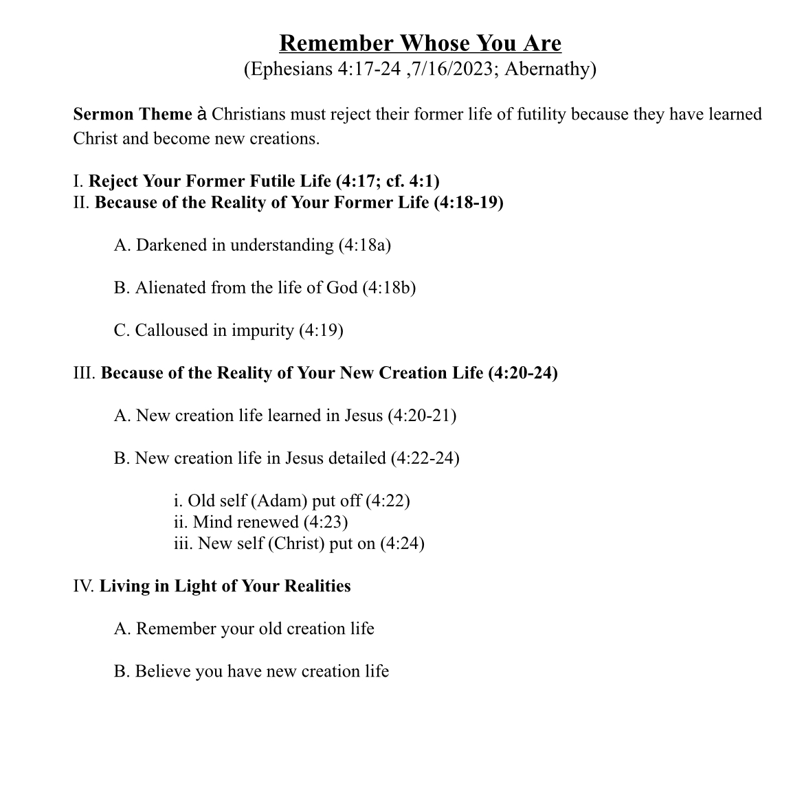 Sermon outline