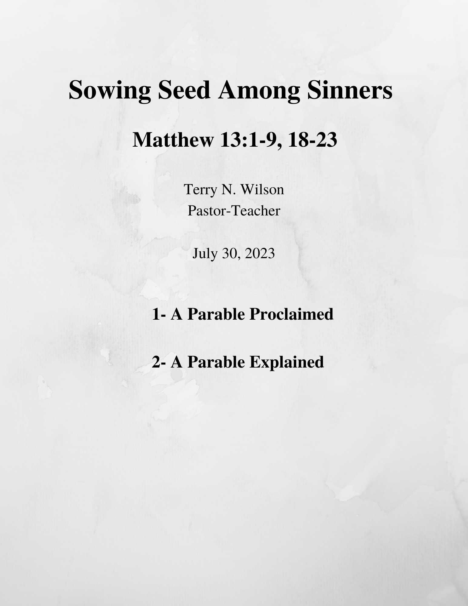 07.30.23 Sermon Notes