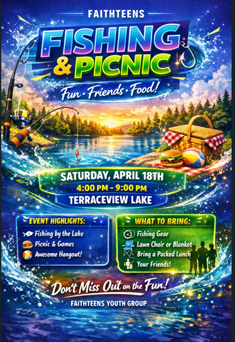 FaithTeens fishing picnic flyer