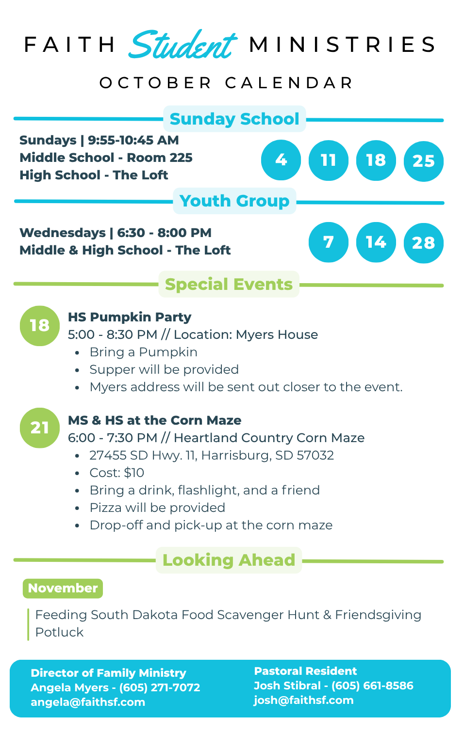 Faith Student Ministries Calendar