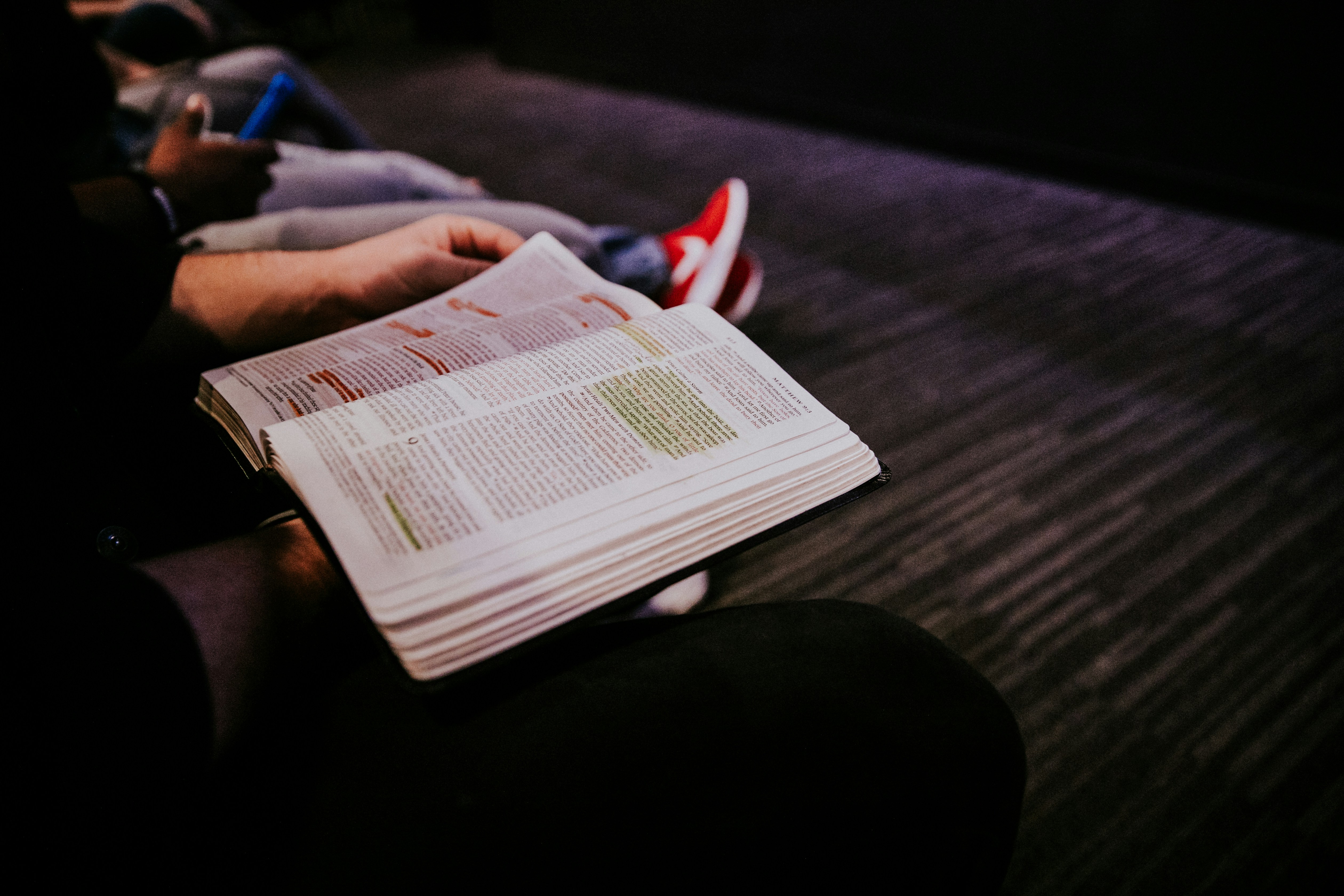 Open Bible during midweek Bible study at FBC Waynesboro