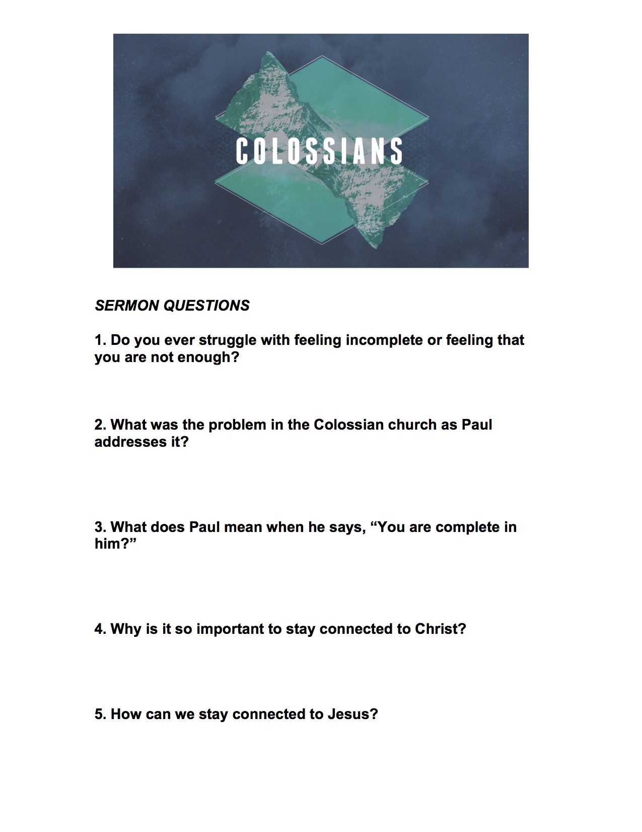 Sermon questions Col 2