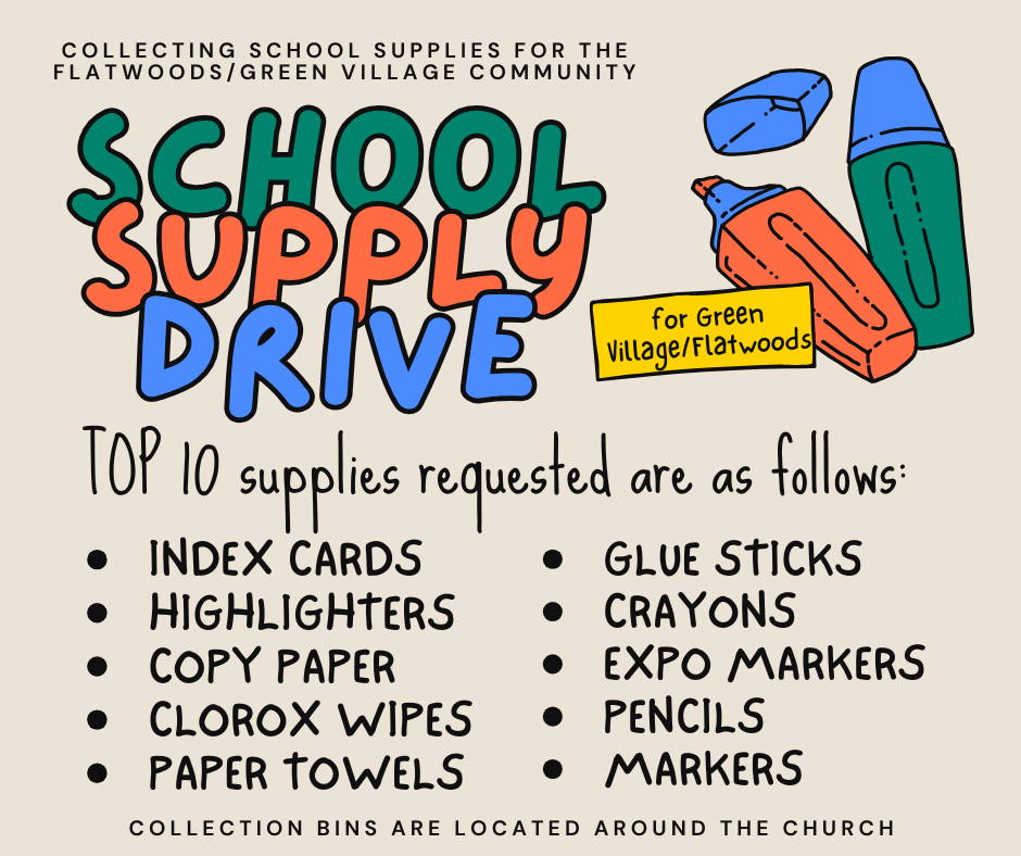 Blue Green Handdrawn Illustration School Supply Drive Flyer (Facebook Post) (1) image