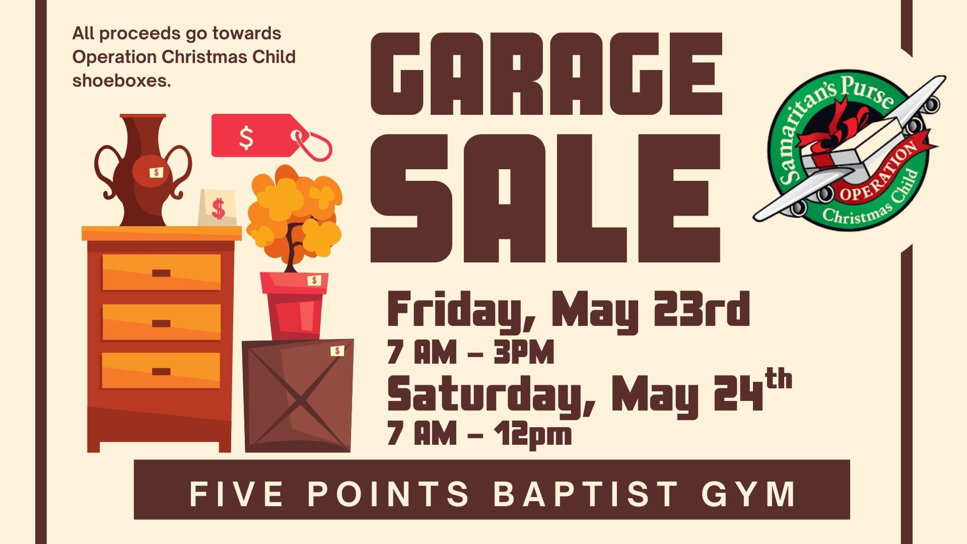 Cream Brown Modern Garage Sale Facebook Post (Presentation) (2) image