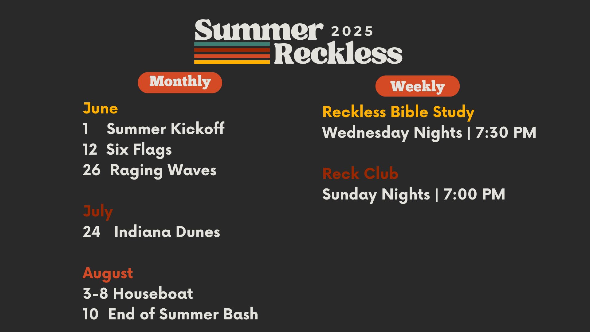 Reckless Summer Schedule (1)