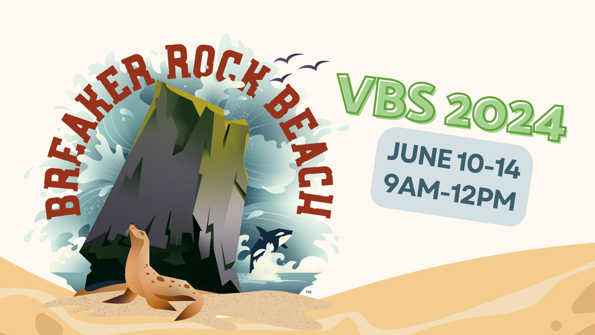 Beige Green Bold Illustrative Beach Cleaning Event Landscape Banner