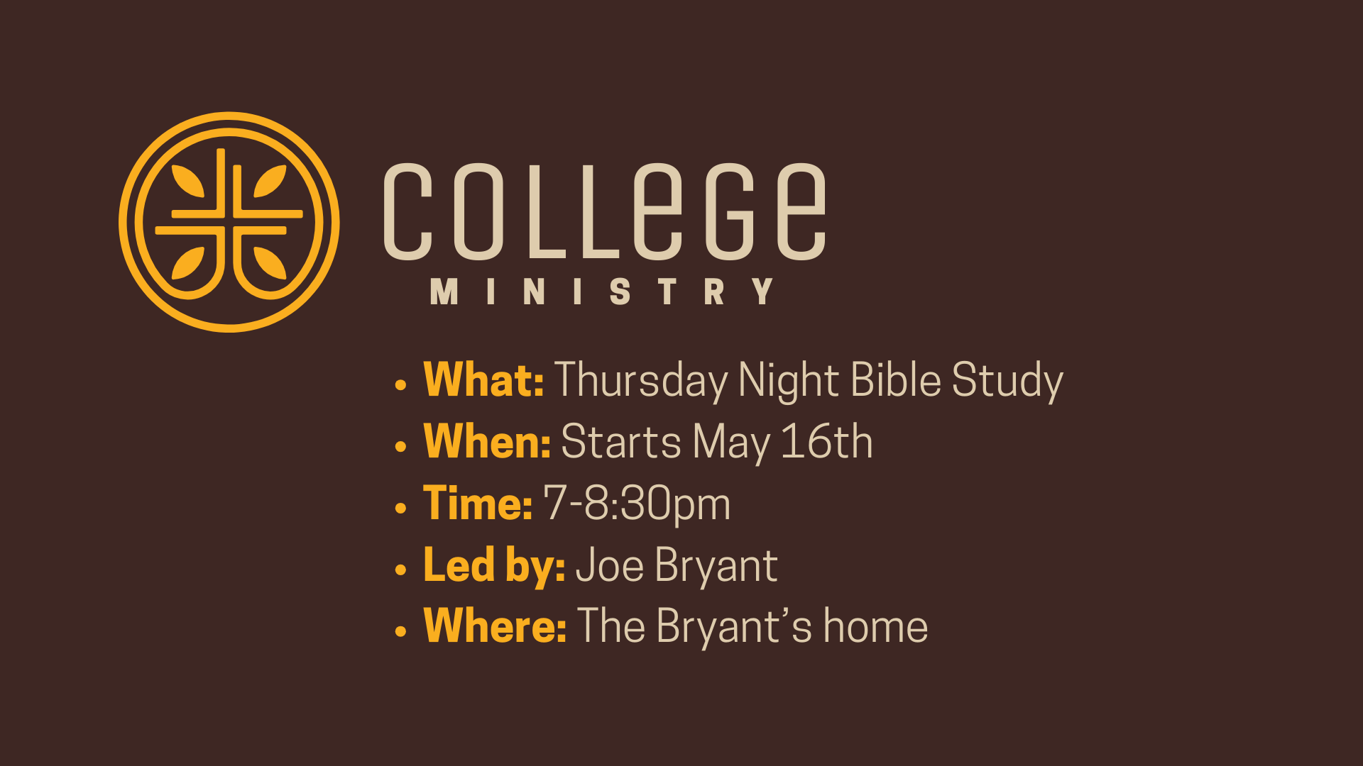 College Ministry Bible Study (Presentation)