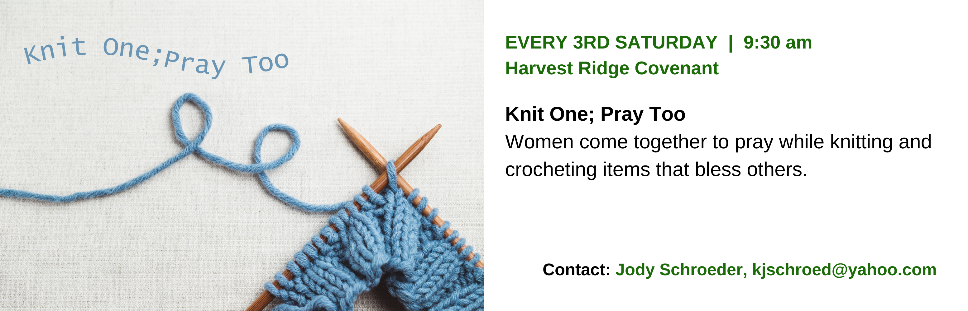 Knit one Pray too website event