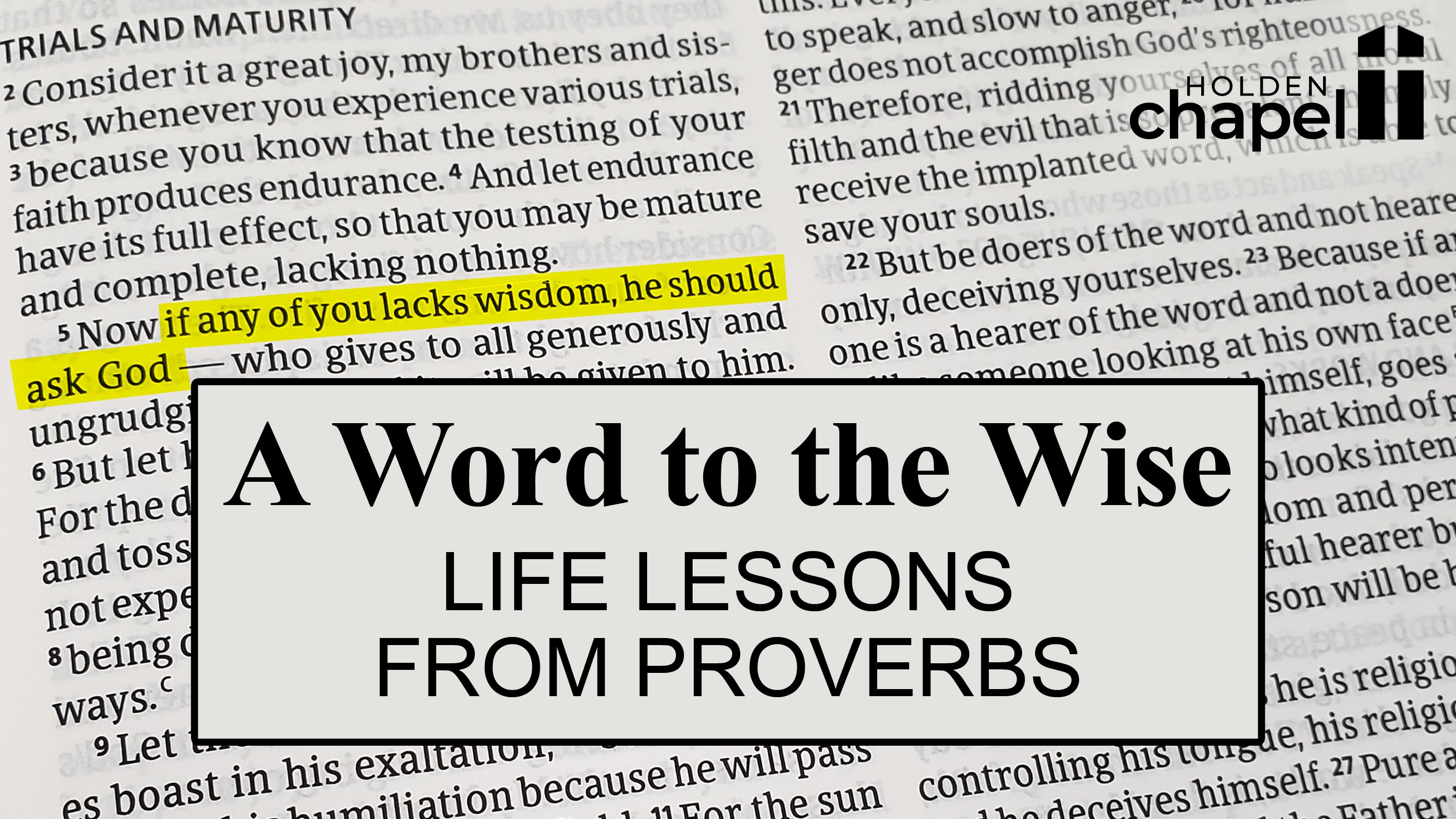 A Word to the Wise: Life Lessons from Proverbs