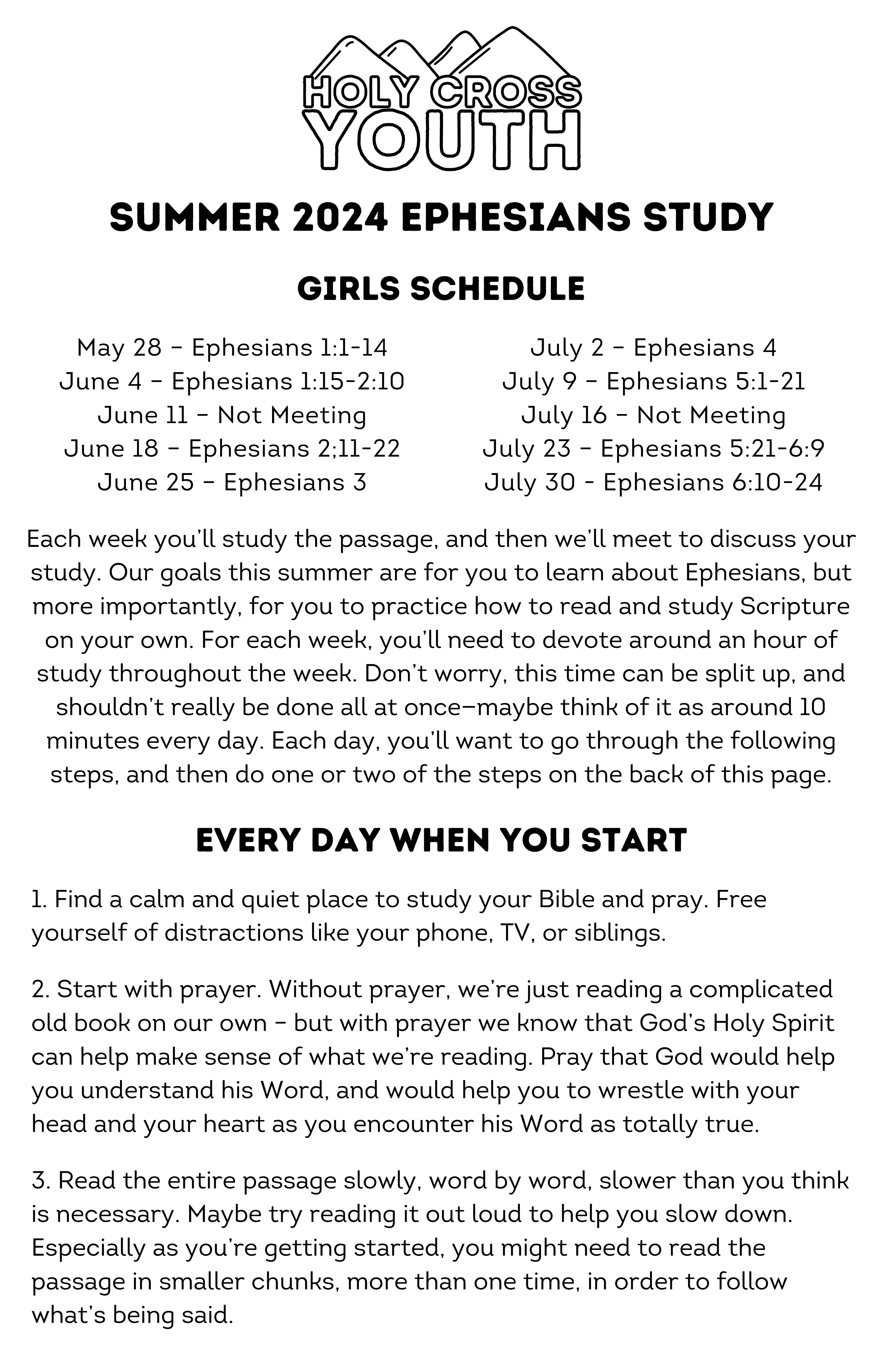 Summer 2024 Ephesians Study
