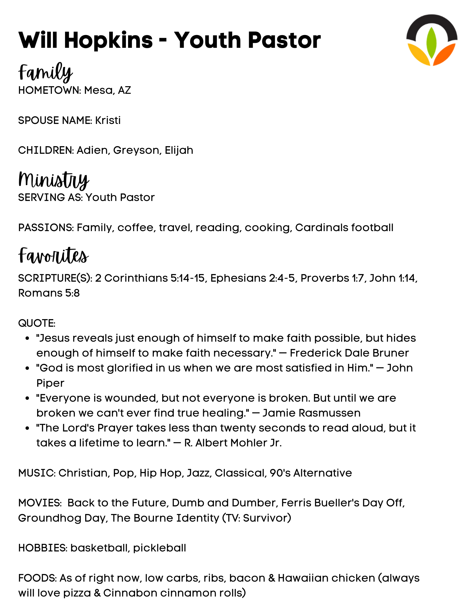 Will Hopkins Info