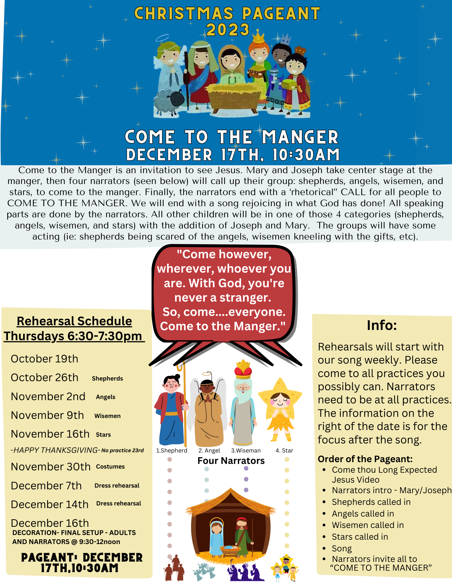 2023 Pageant- Come to the Manger