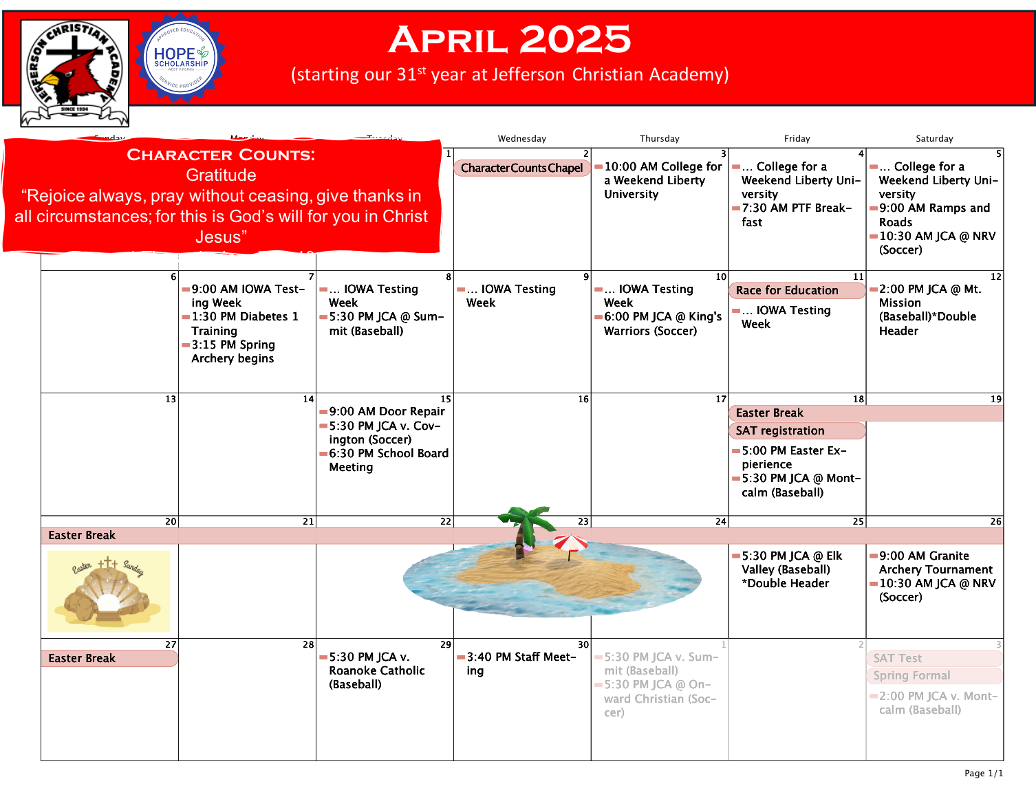 April Calendar 2025