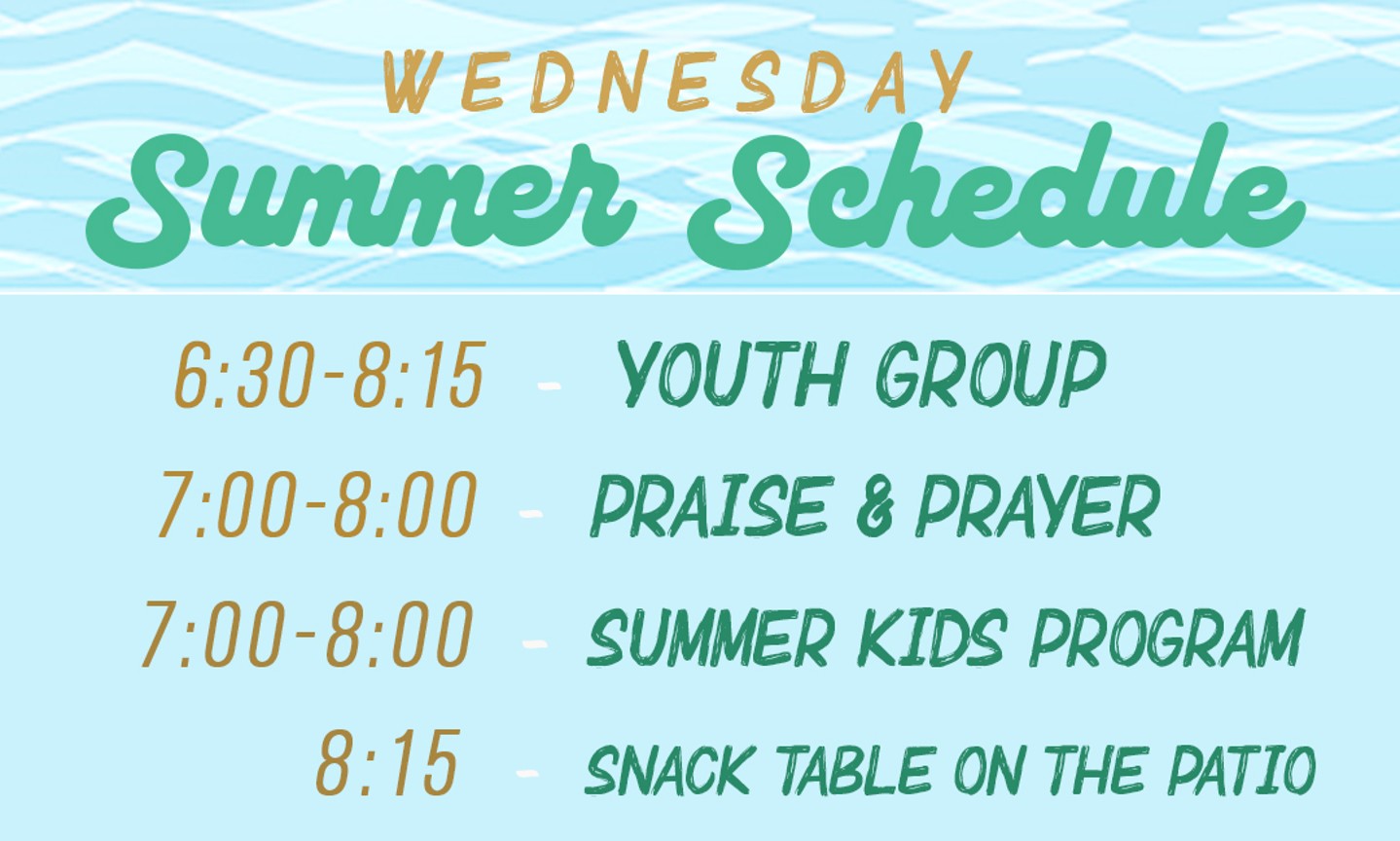 wednesday summer schedule