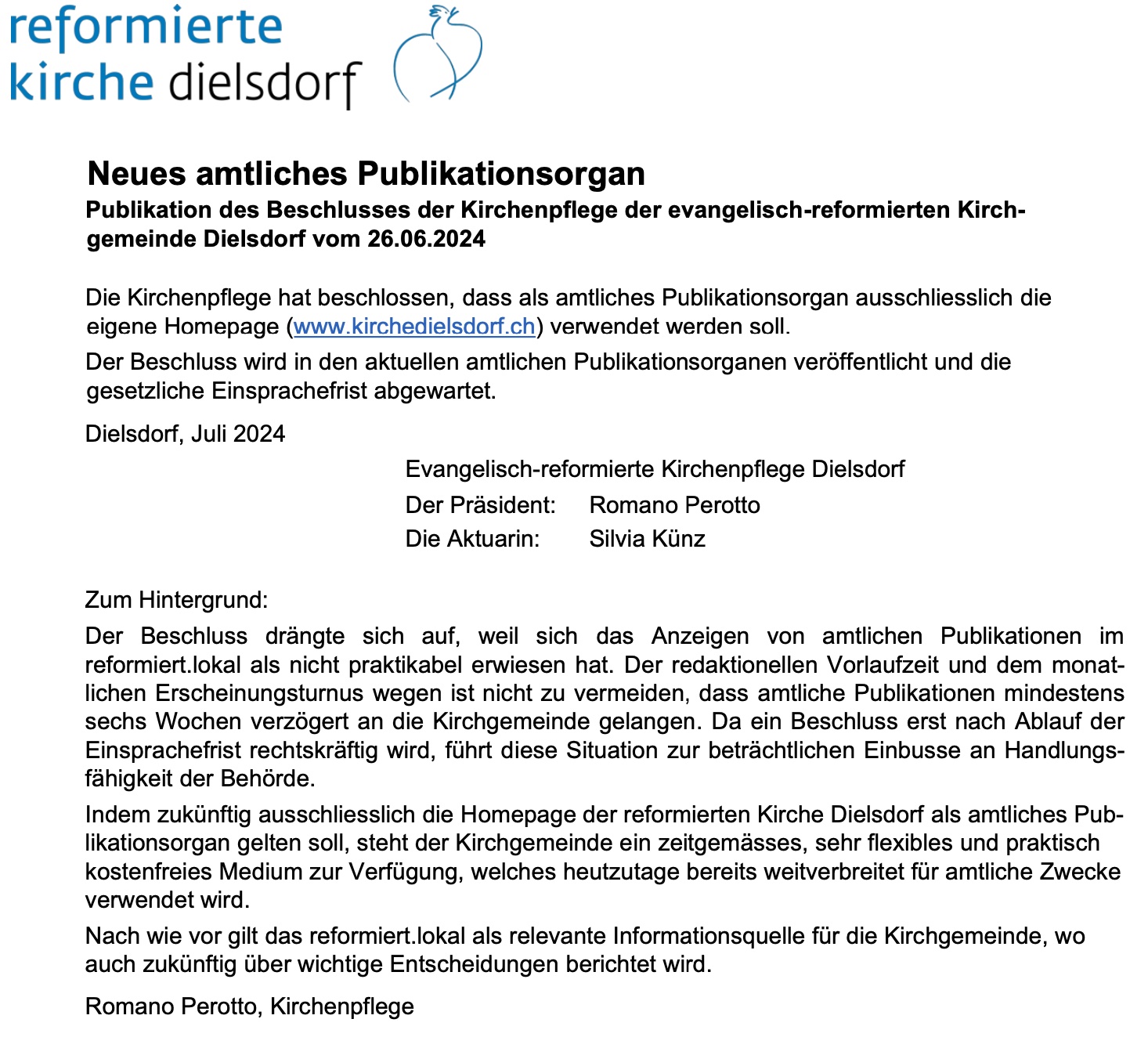 20240718_amtl Publikation_Änderung Publikationsorgan nur Homepage