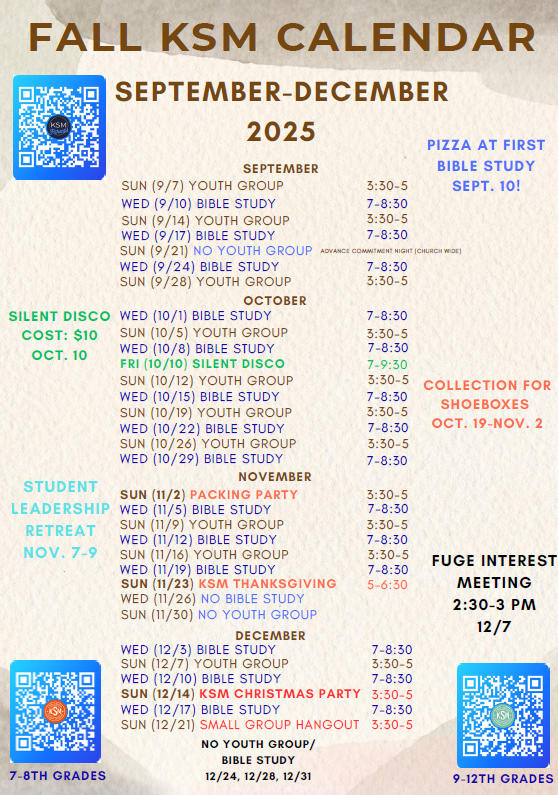 KSM Fall Calendar