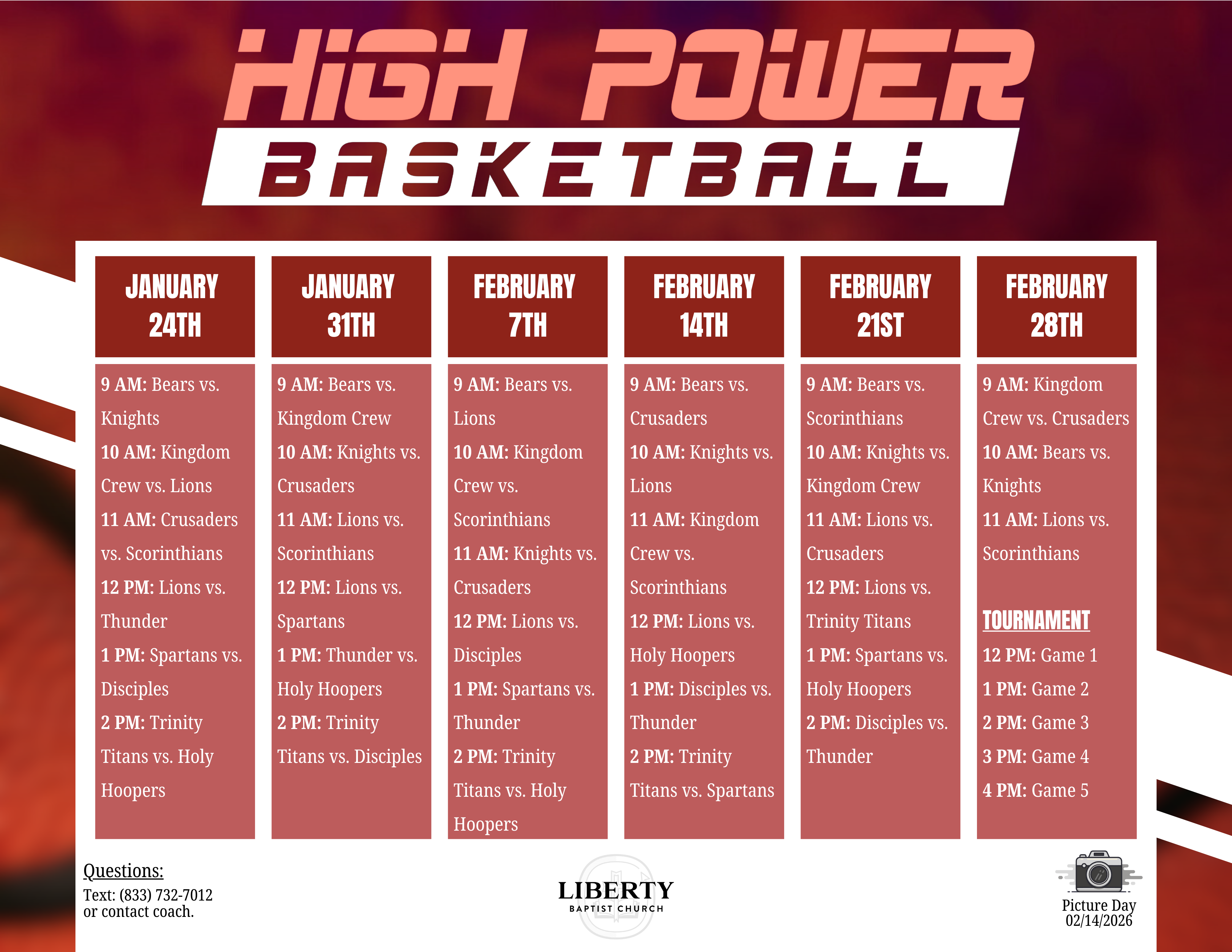 2026 HIGH POWER SCHEDULE