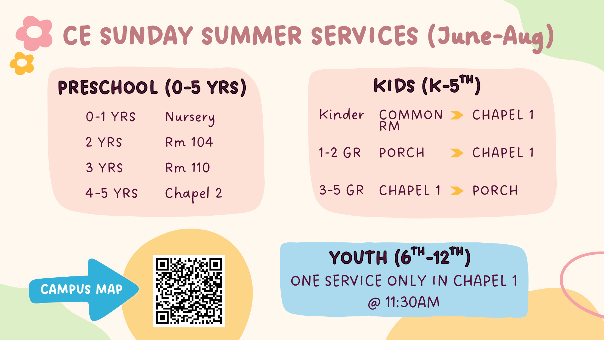 June-Aug 2026 CE Sunday Services