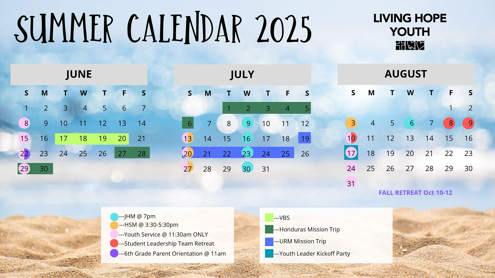 LH Youth Summer Calendar 2025
