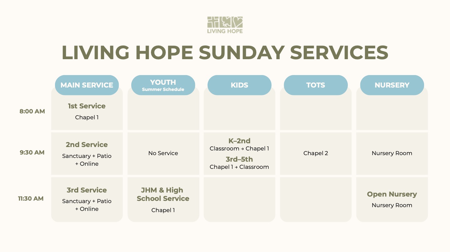 LH Youth Summer Service Schedule image