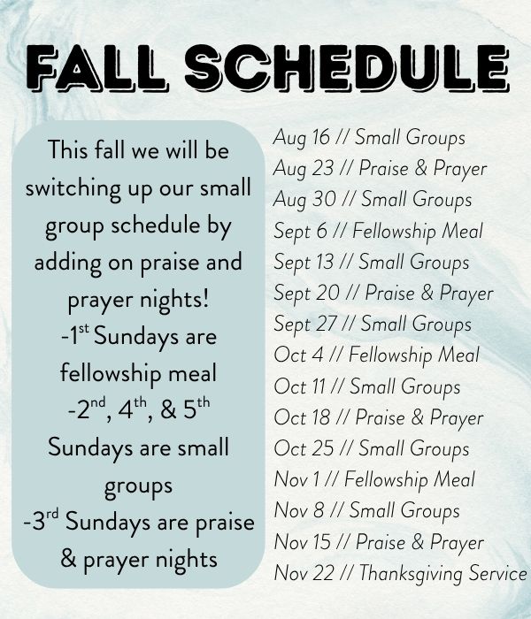 fall sunday schedule