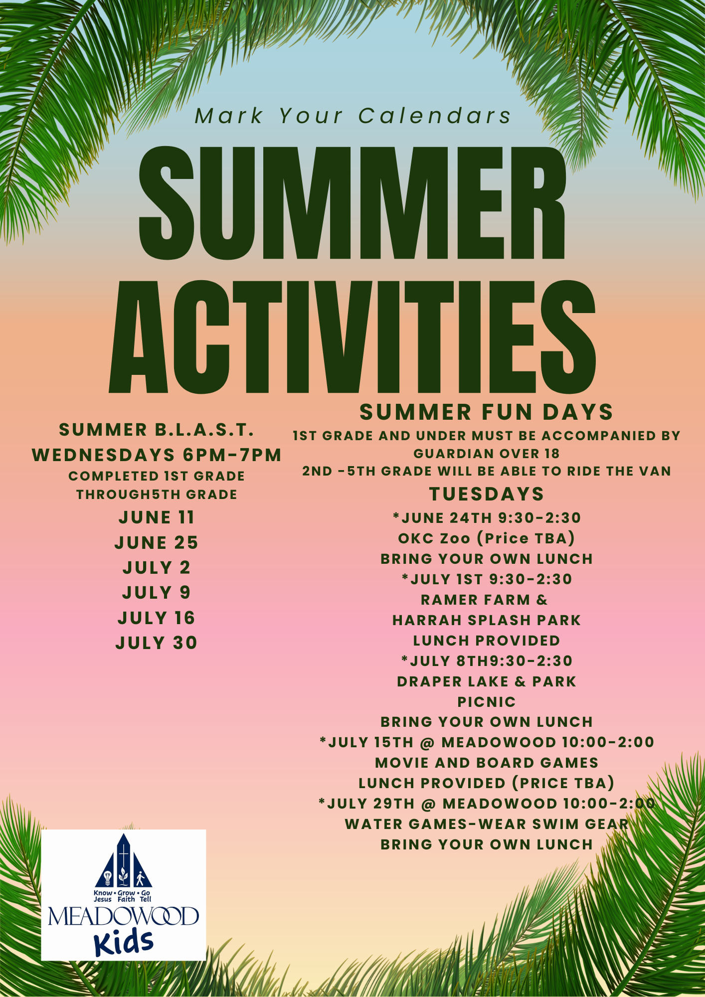 Mark Your Calendars Summer 2025(B)