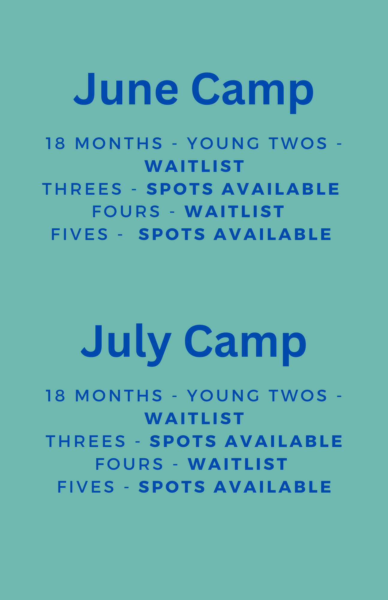 Summer Camp Availability