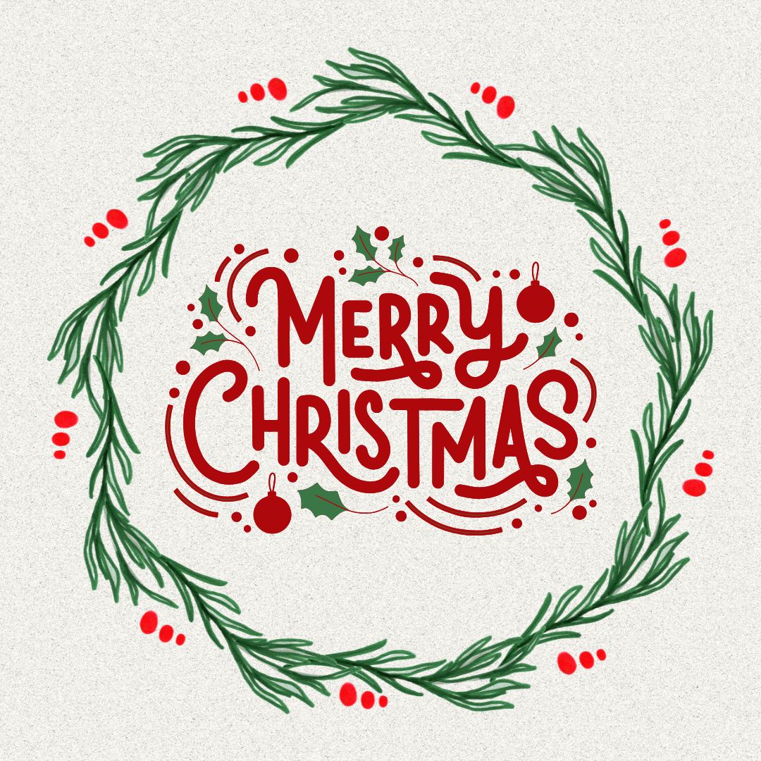 Red and Green Minimalist Merry Christmas Instagram Post