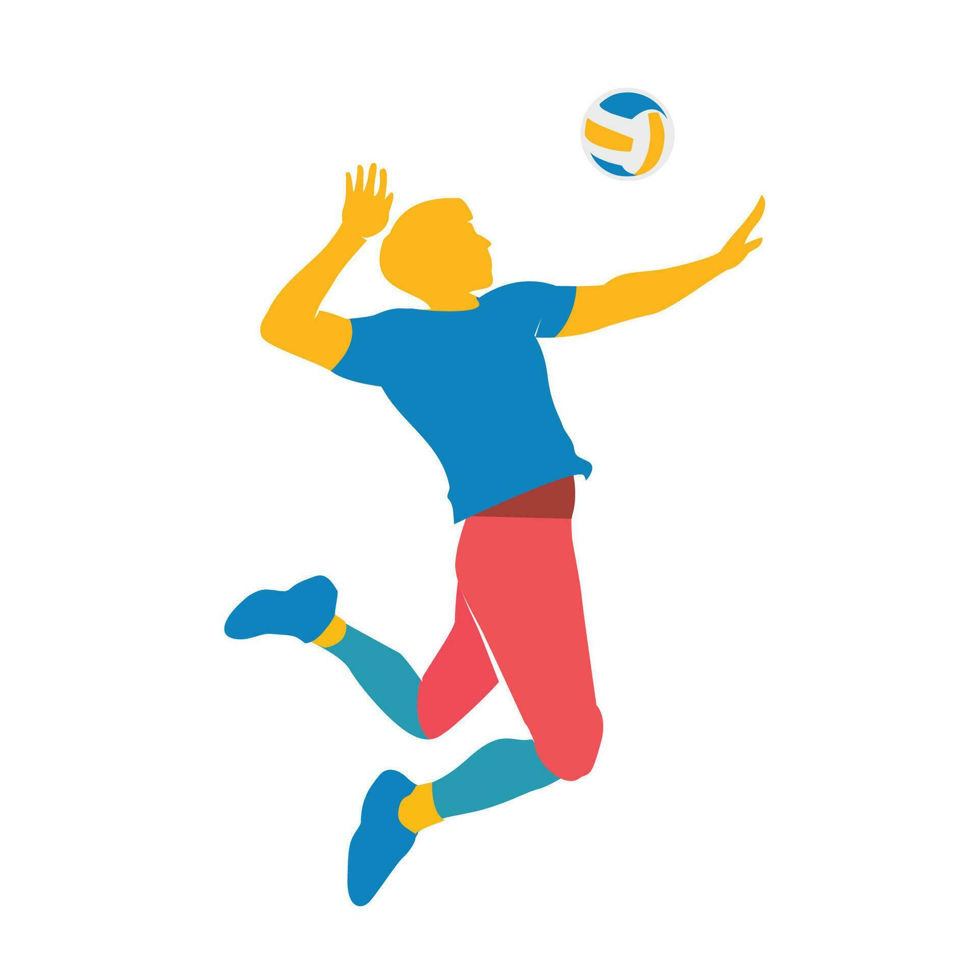 colorful-editable-volleyball-player-spike-in-action-vector