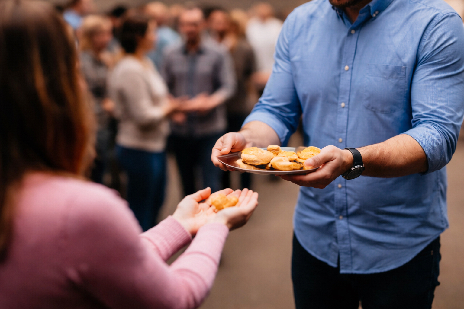 Receiving communion in a warm setting