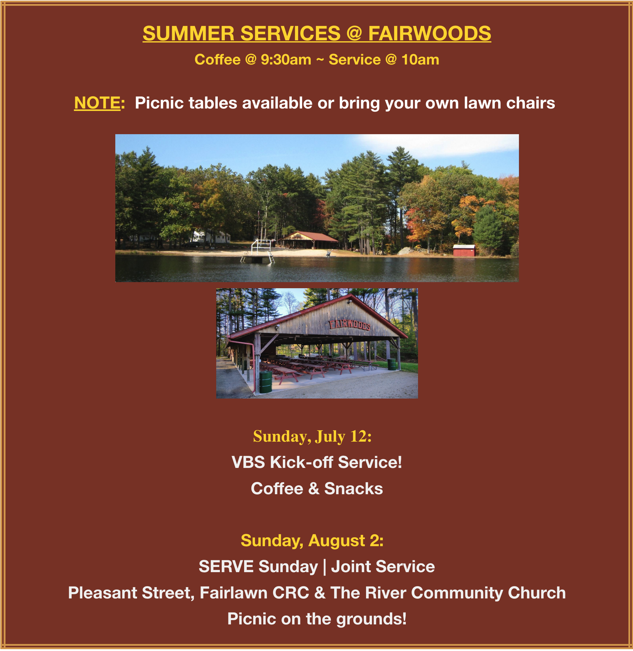 2026 Summer Services at Fairwoods