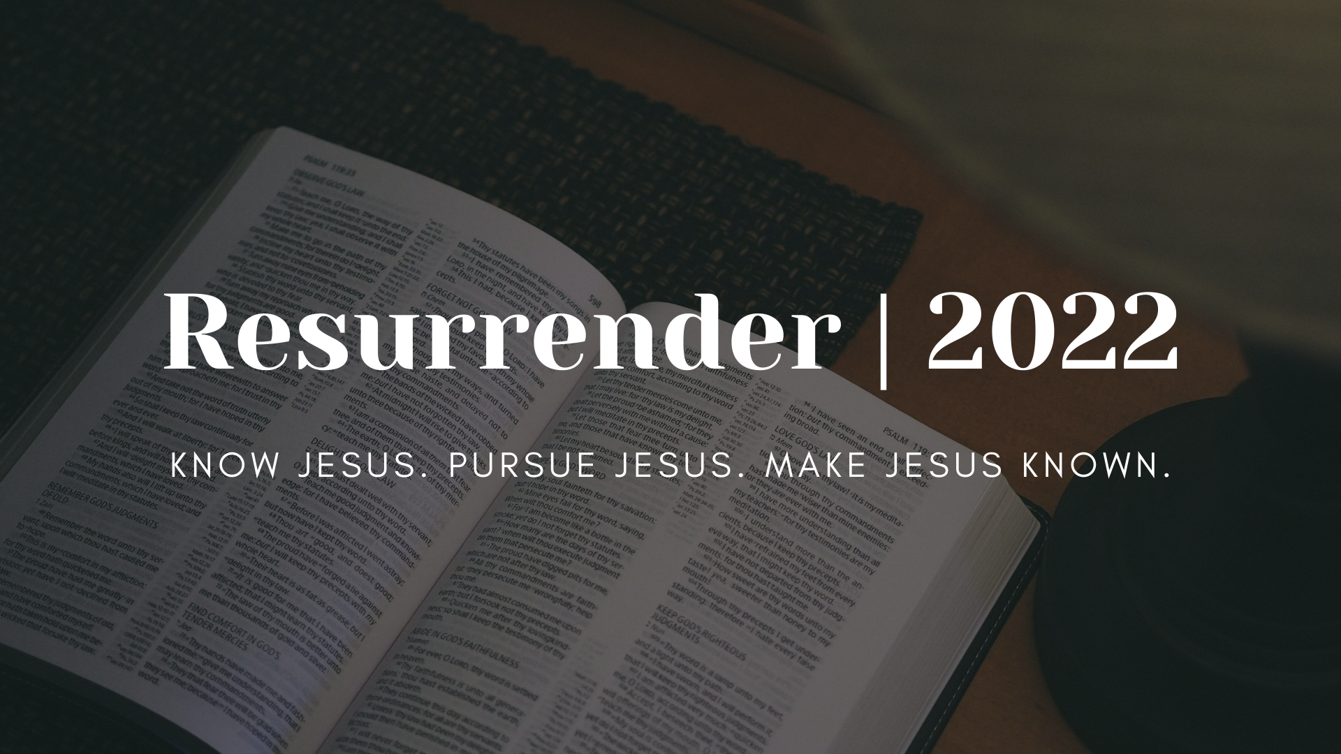 Resurrender 2022 | Know Jesus, Pursue Jesus, Make Jesus Known banner